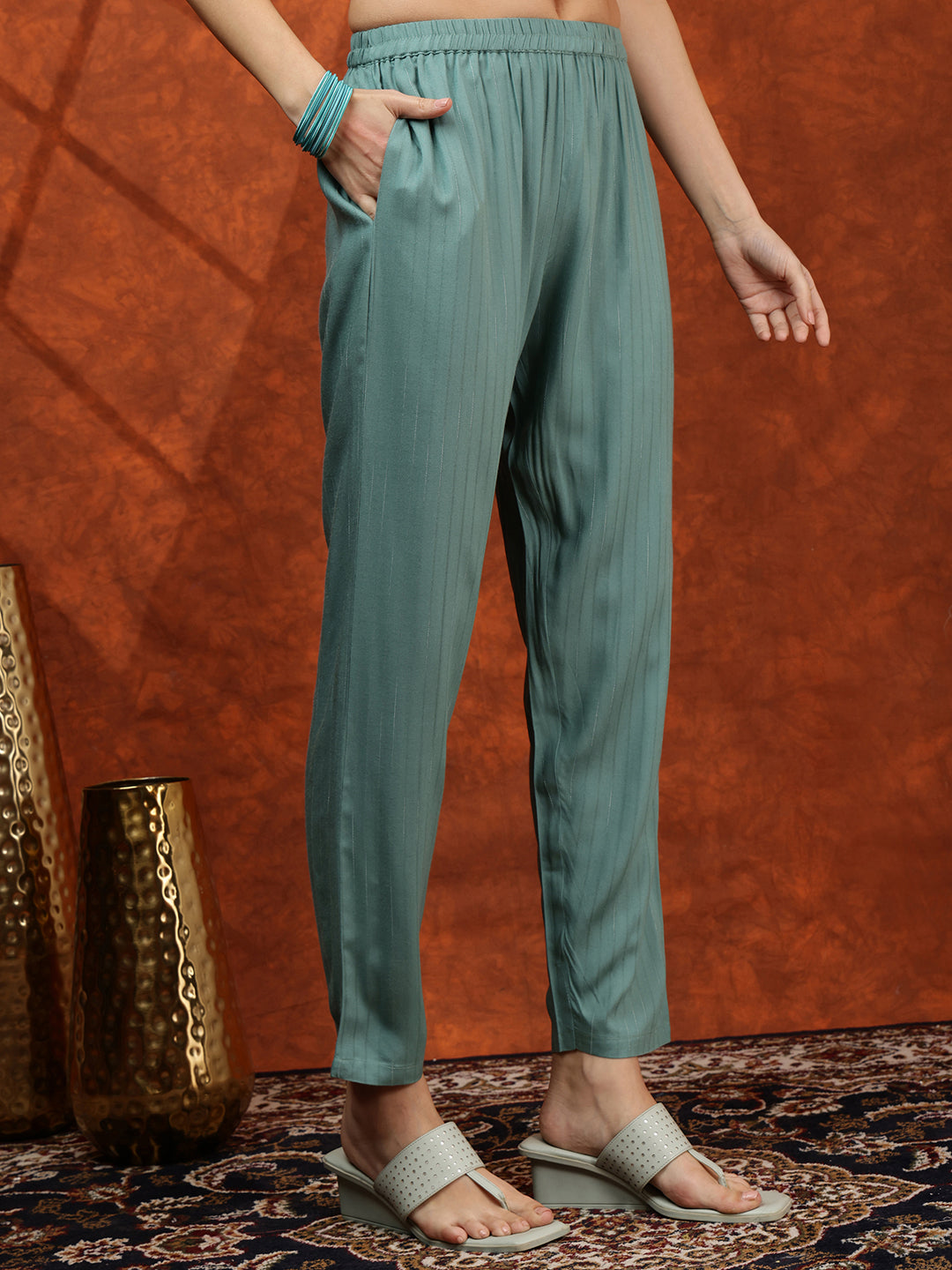 Floral Embroidered Tie up Neck Kurta with Pant & Dupatta