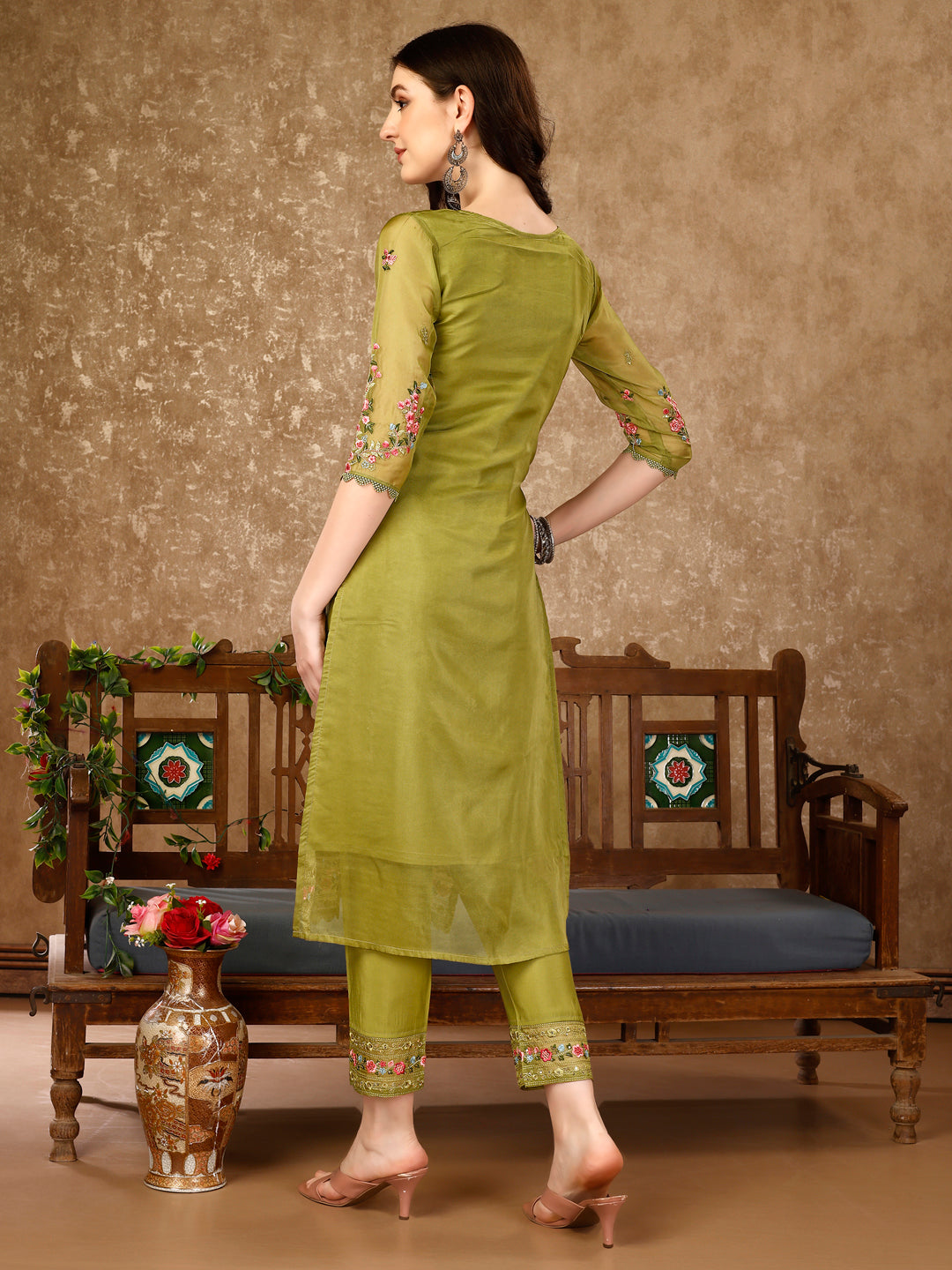 Pakistani Embroidered Organza Kurta with pant &  Embroidered Dupatta Luxury Premium