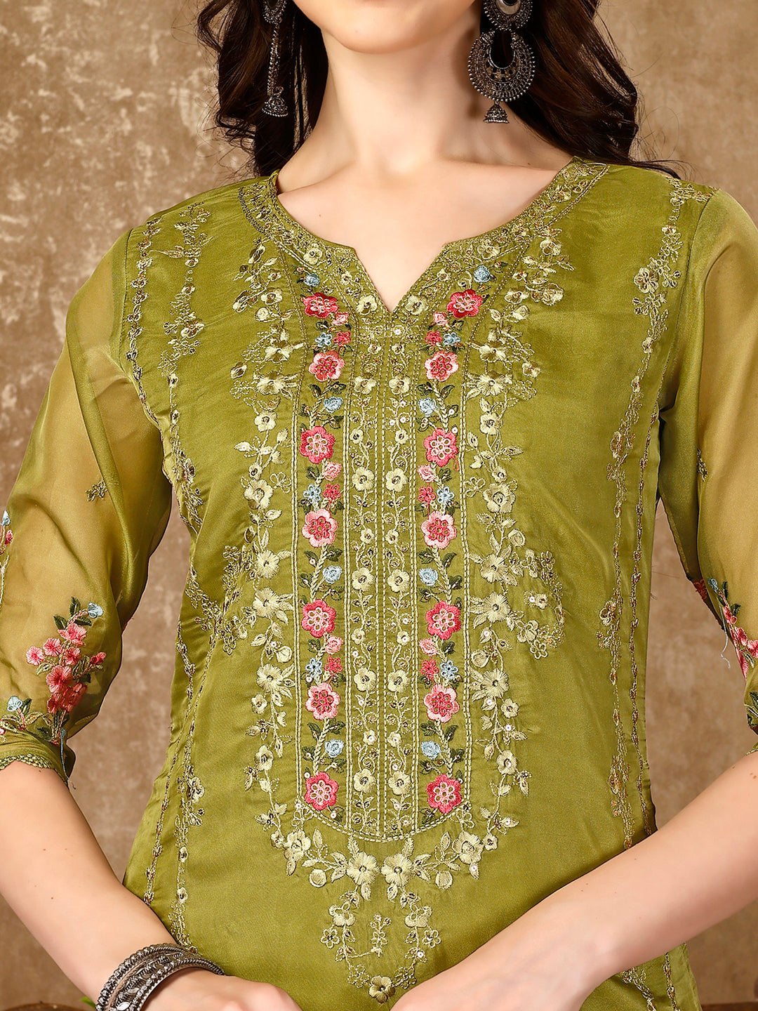 Pakistani Embroidered Organza Kurta with pant &  Embroidered Dupatta Luxury Premium