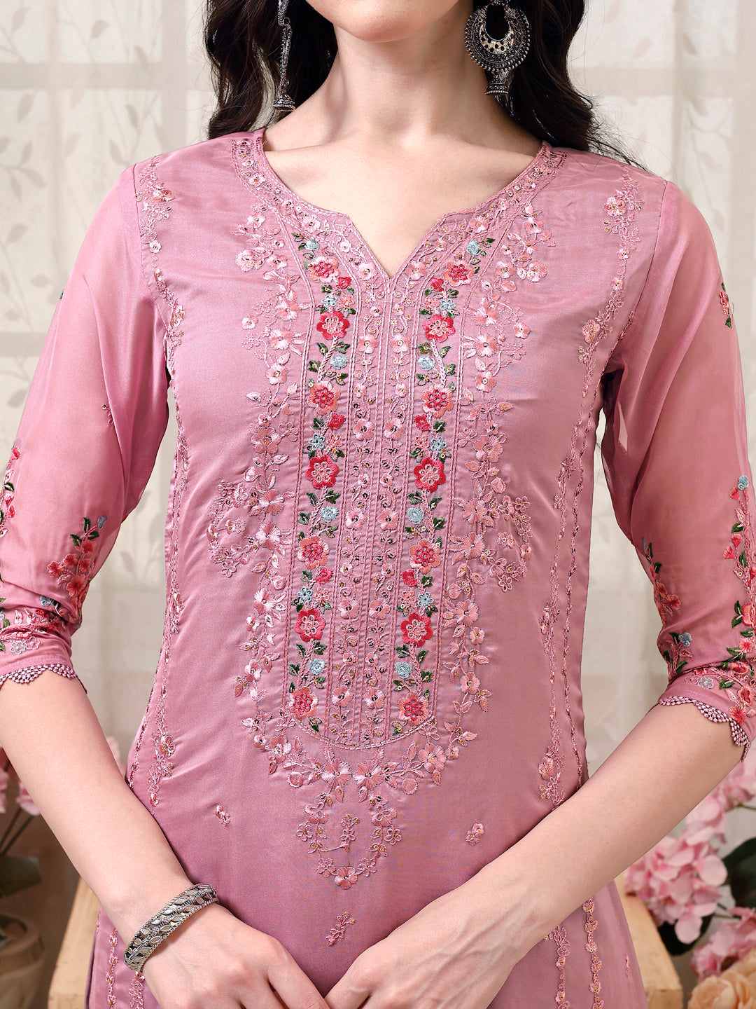 Pakistani Embroidered Organza Kurta with pant &  Embroidered Dupatta Luxury Premium