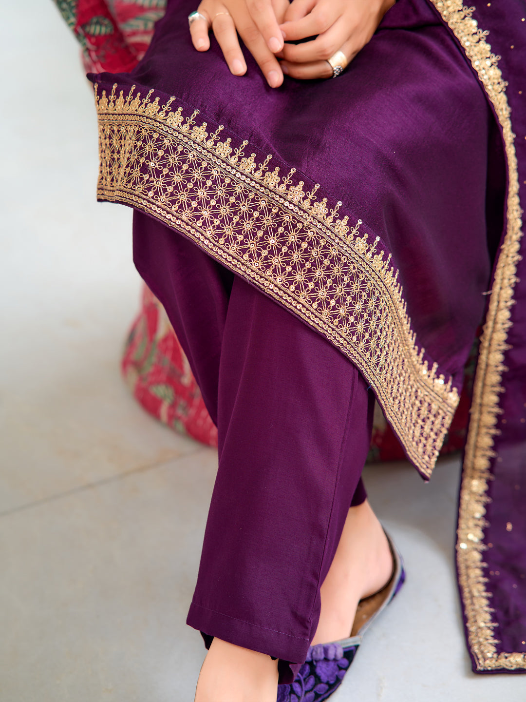 Embroidered Kurta with Pant & Printed Dupatta