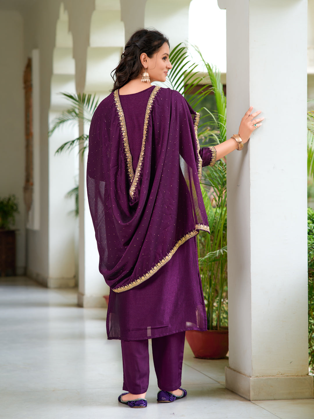 Embroidered Kurta with Pant & Printed Dupatta