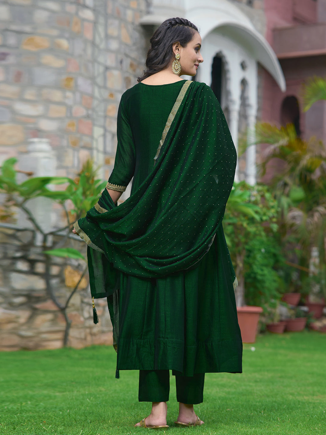 Anarkali Embroidered kurta with pant & Dupatta