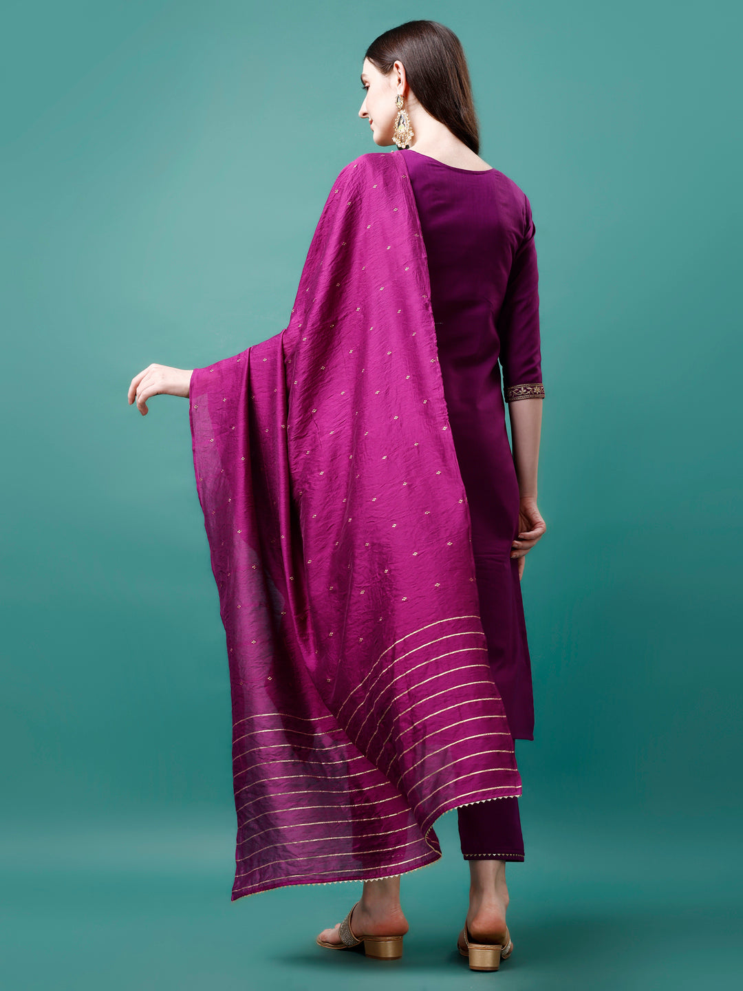 Embroidered kurta with Pant & Chanderi Dupatta