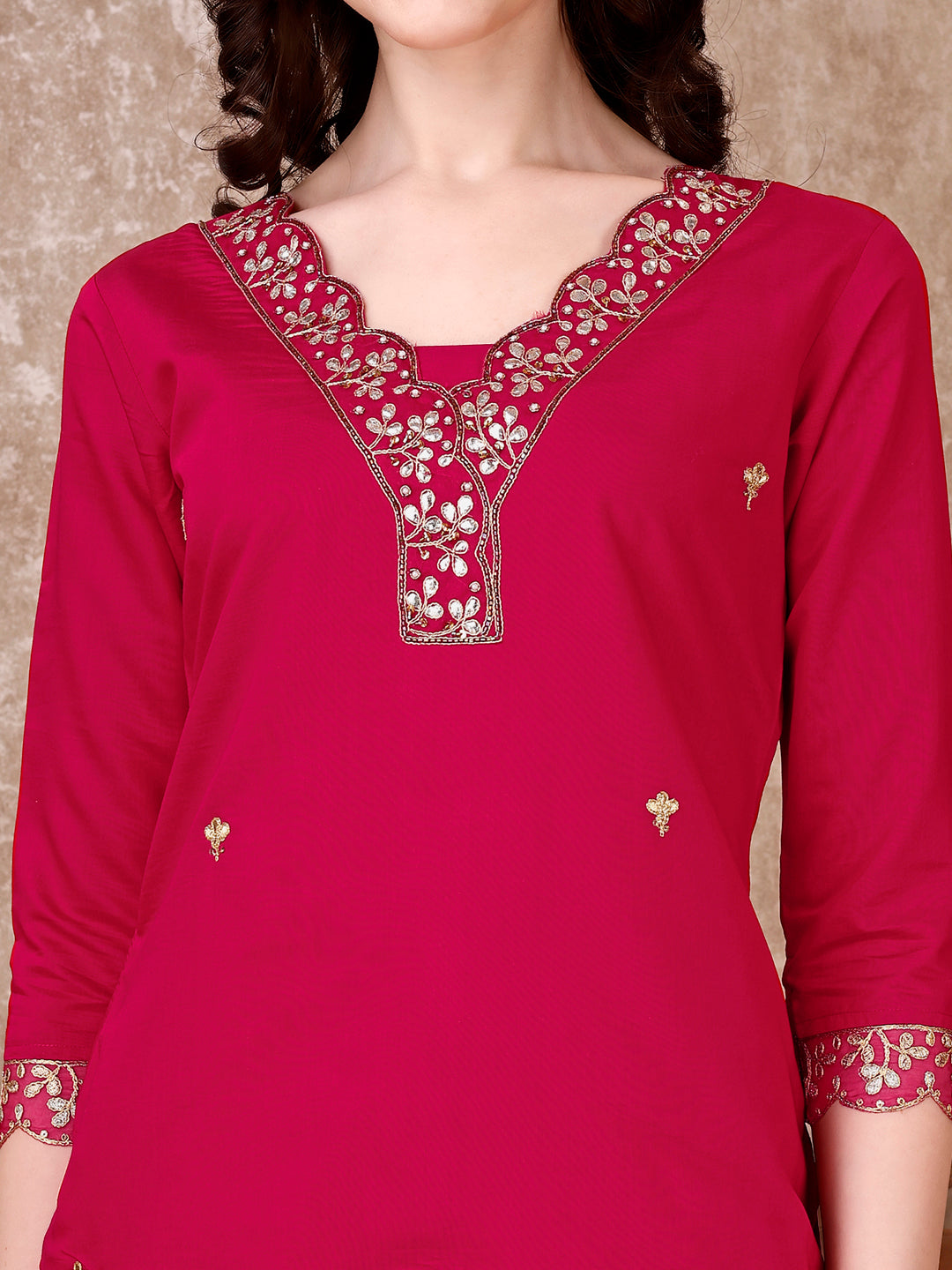 Embroidered Kurta With pant & Embroidered Dupatta