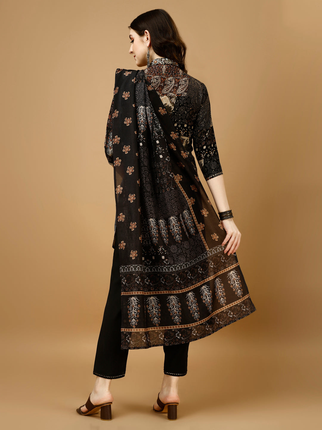 Hand Embroidered & Printed Kurta with Pant & Dupatta