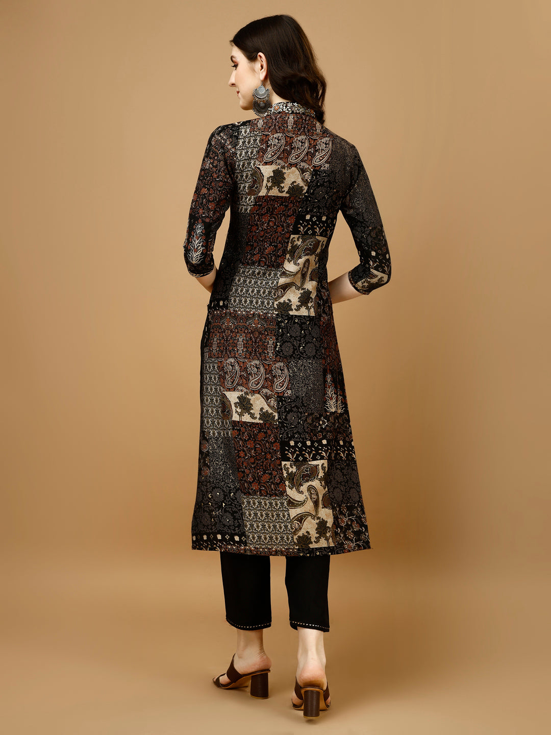 Hand Embroidered & Printed Kurta with Pant & Dupatta