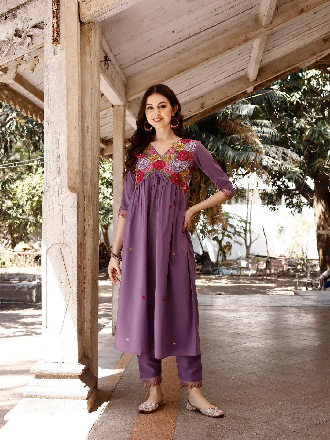 Alia Cut Hand Embroidered & Floral Embroidered Kurta with Pant & Organza Embroidered Dupatta Luxury Premium