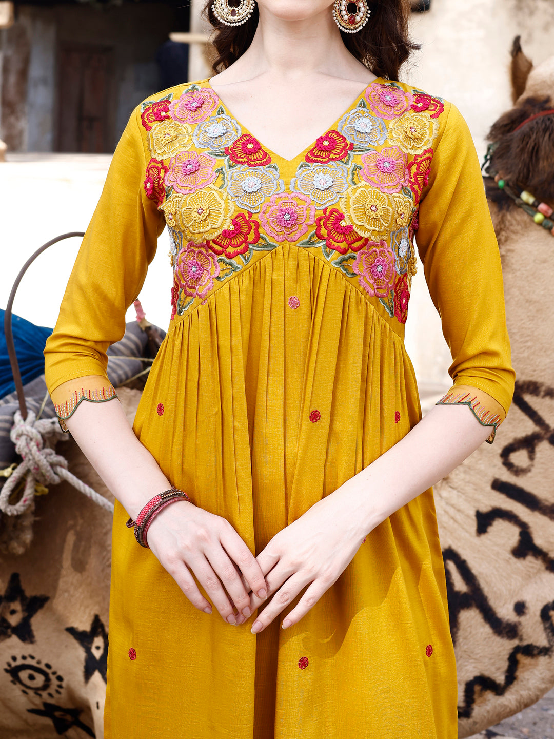 Alia Cut Hand Embroidered & Floral Embroidered Kurta with Pant & Organza Embroidered Dupatta Luxury Premium