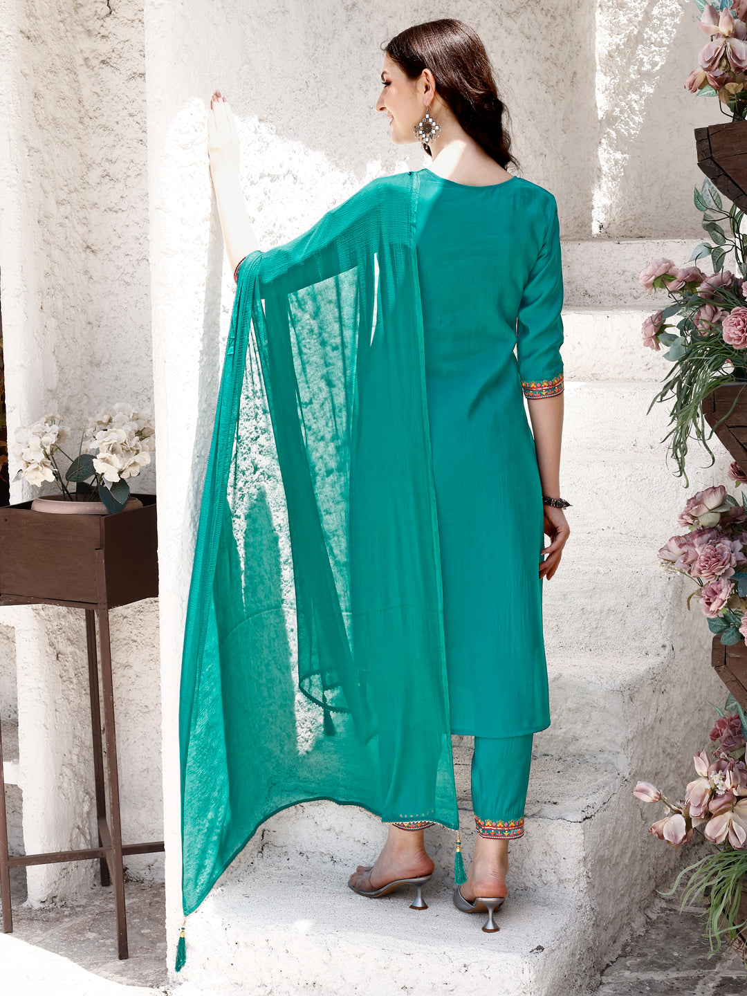 Embroidered Kurta with Pant & Dupatta