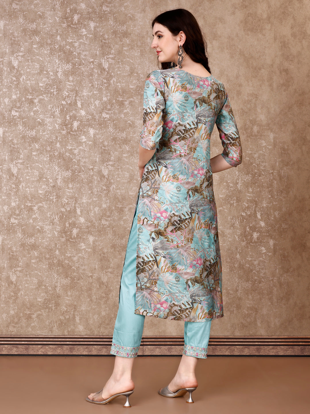 Embroidered & Floral Printed Kurta with Pant & Dupatta Premium Luxury