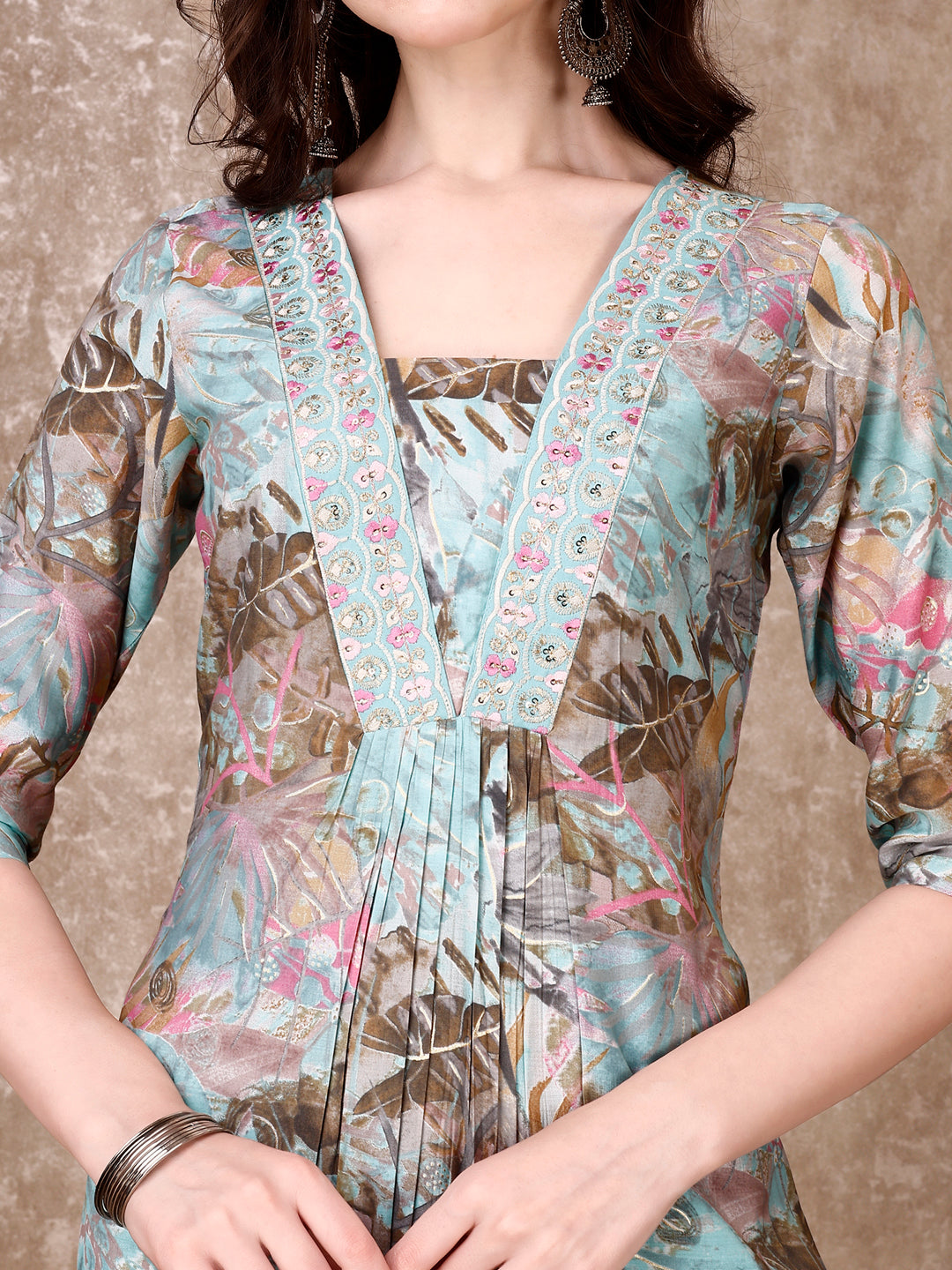 Embroidered & Floral Printed Kurta with Pant & Dupatta Premium Luxury