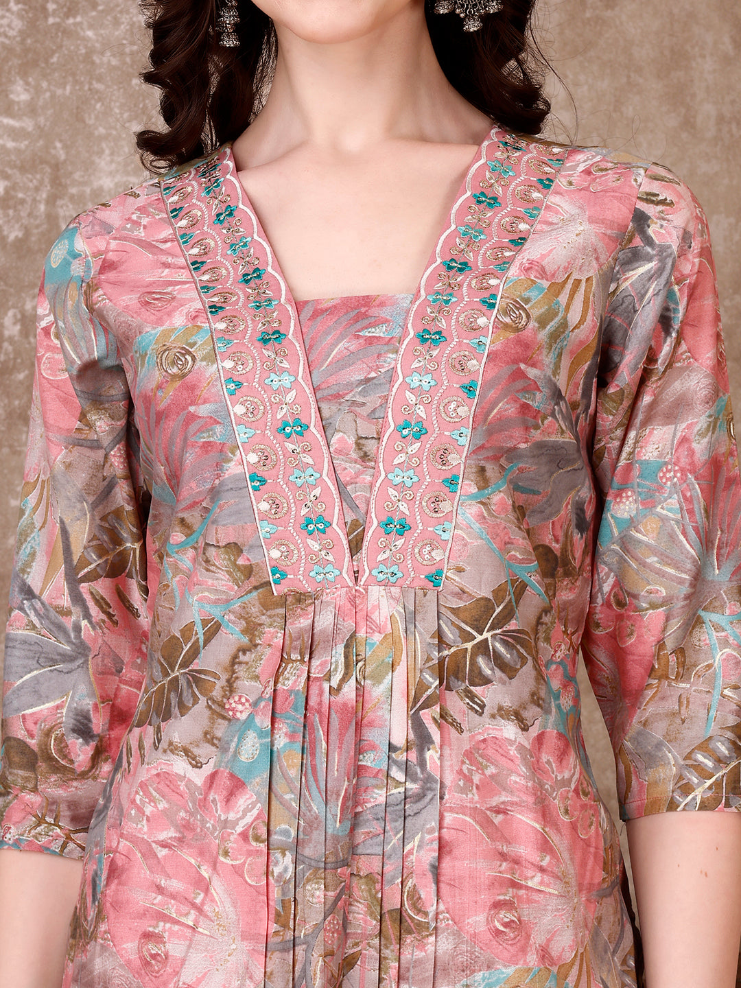 Embroidered & Floral Printed Kurta with Pant & Dupatta Premium Luxury