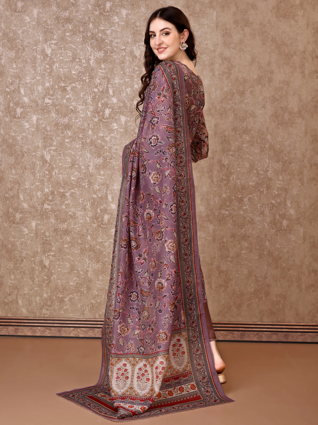 Hand Embroidered & Brasso Kurta with pant & organza printed Dupatta