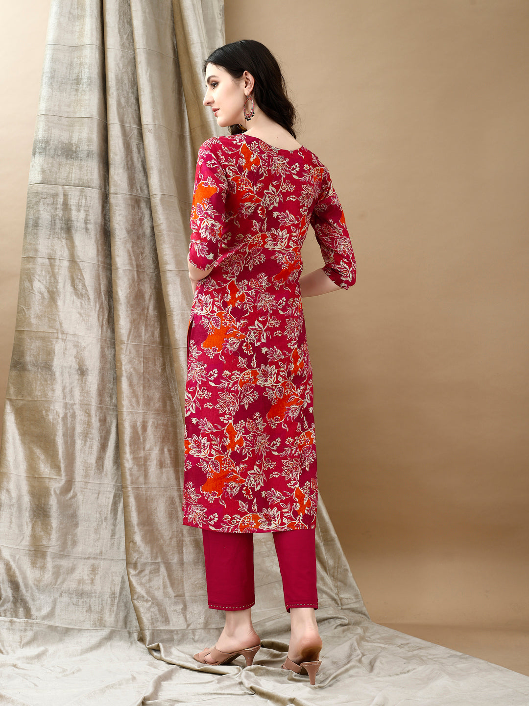 Embroidered & Floral Printed Kurta with Pant & Dupatta