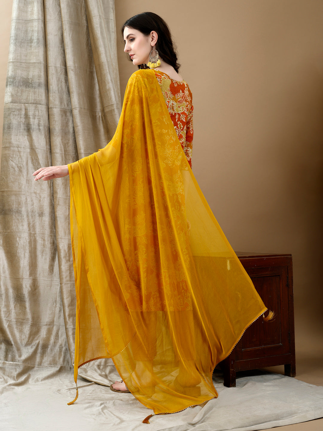 Embroidered & Floral Printed Kurta with Pant & Dupatta