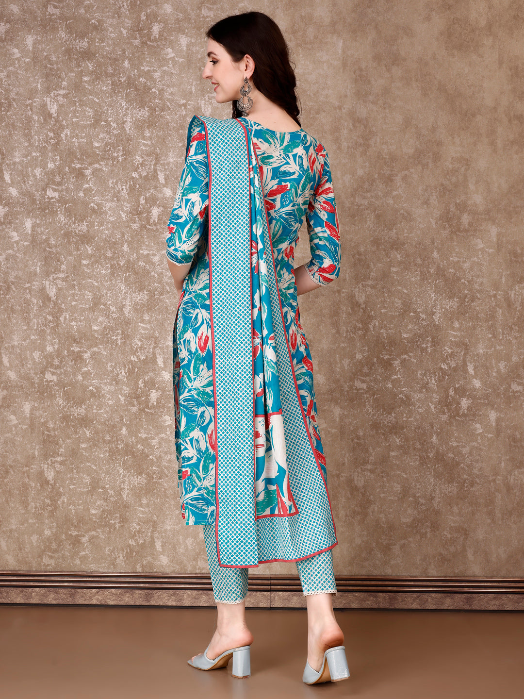 Floral Printed Cotton Kurta with pant & Dupatta