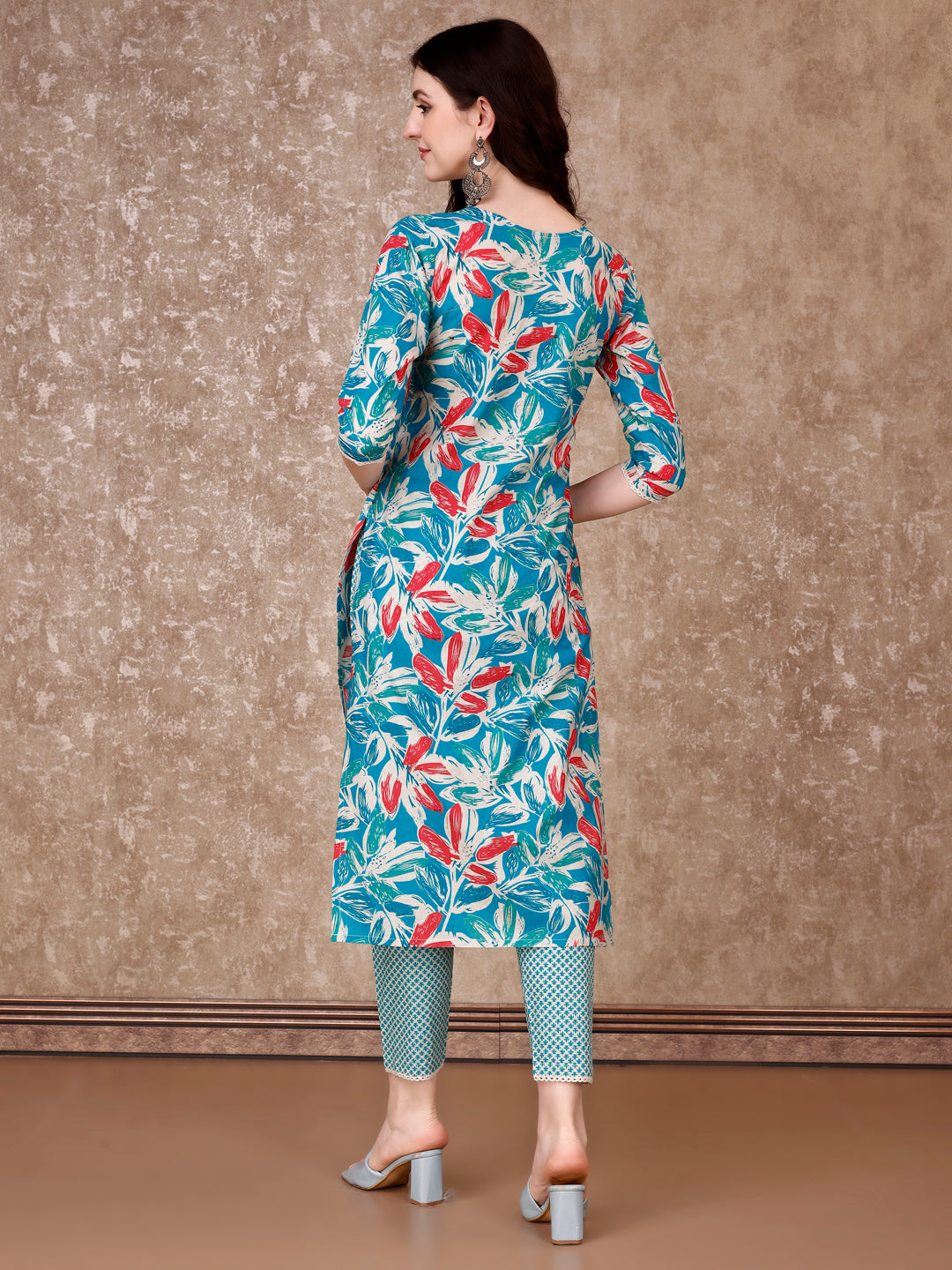 Floral Printed Cotton Kurta with pant & Dupatta