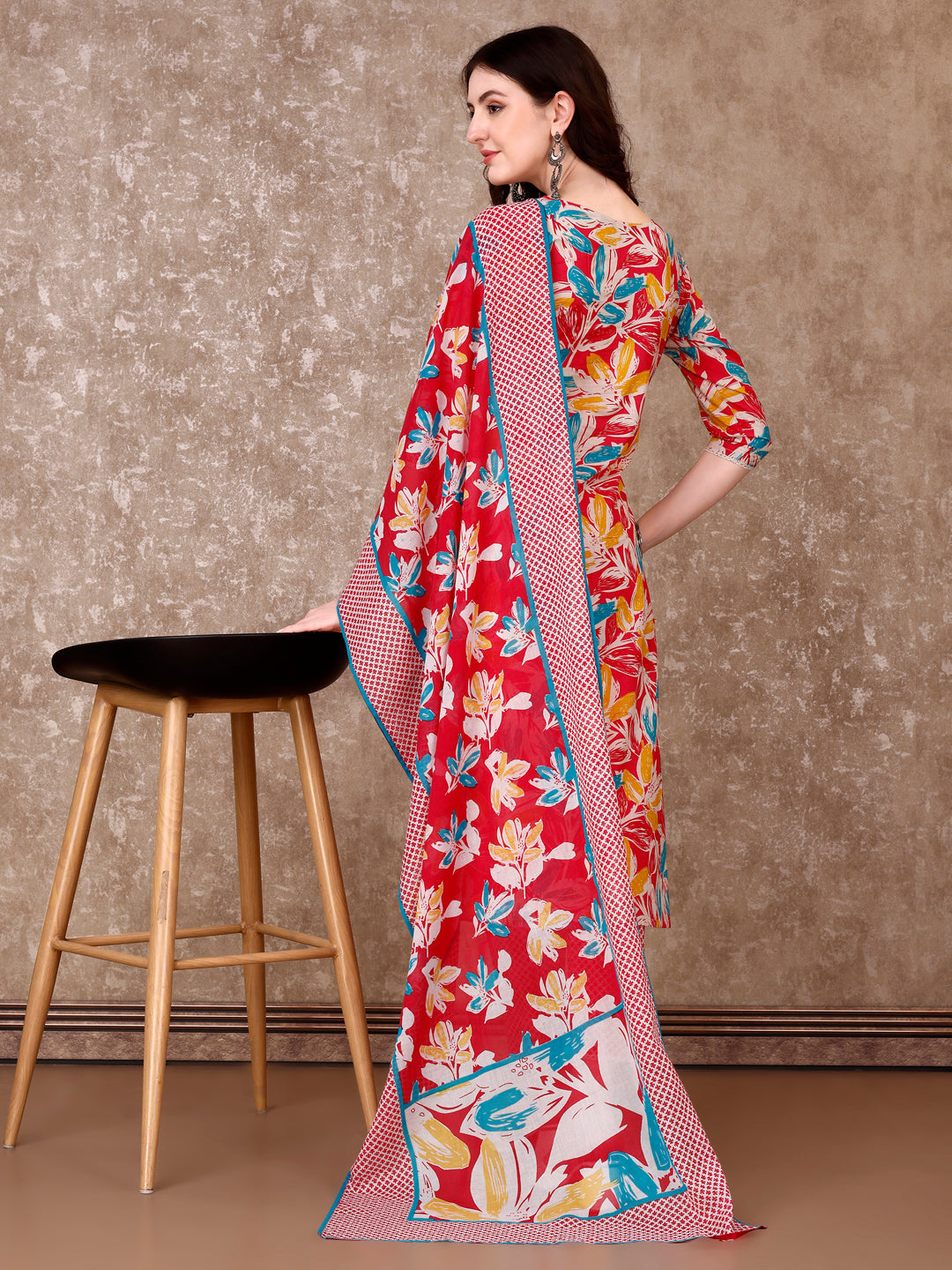 Floral Printed Cotton Kurta with pant & Dupatta