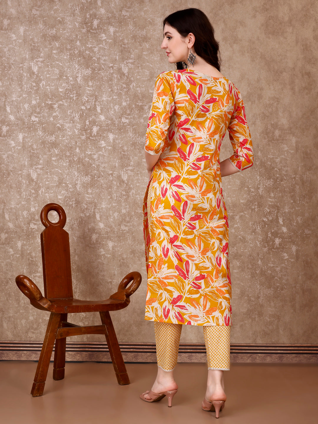 Floral Printed Cotton Kurta with pant & Dupatta