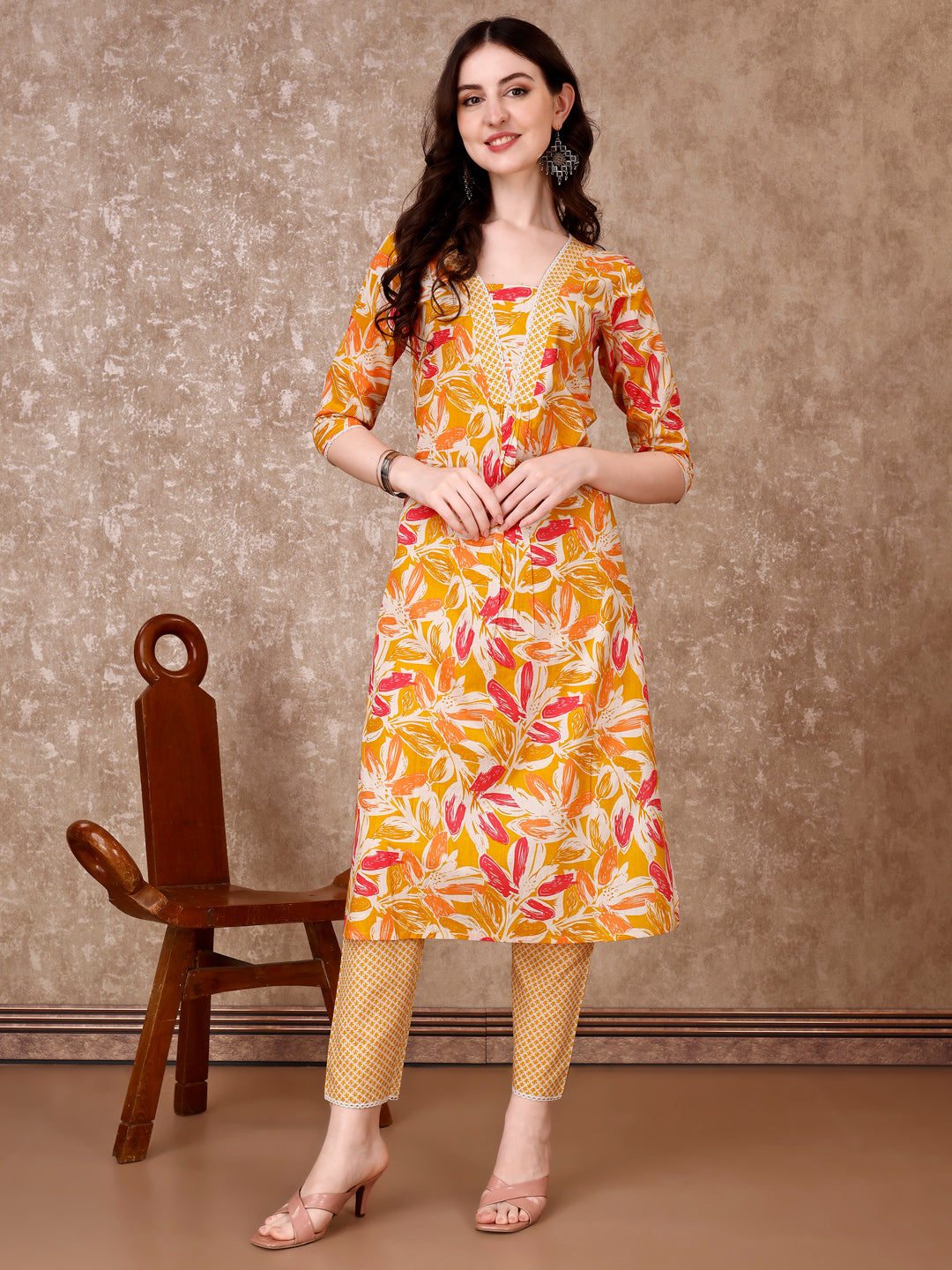 Floral Printed Cotton Kurta with pant & Dupatta