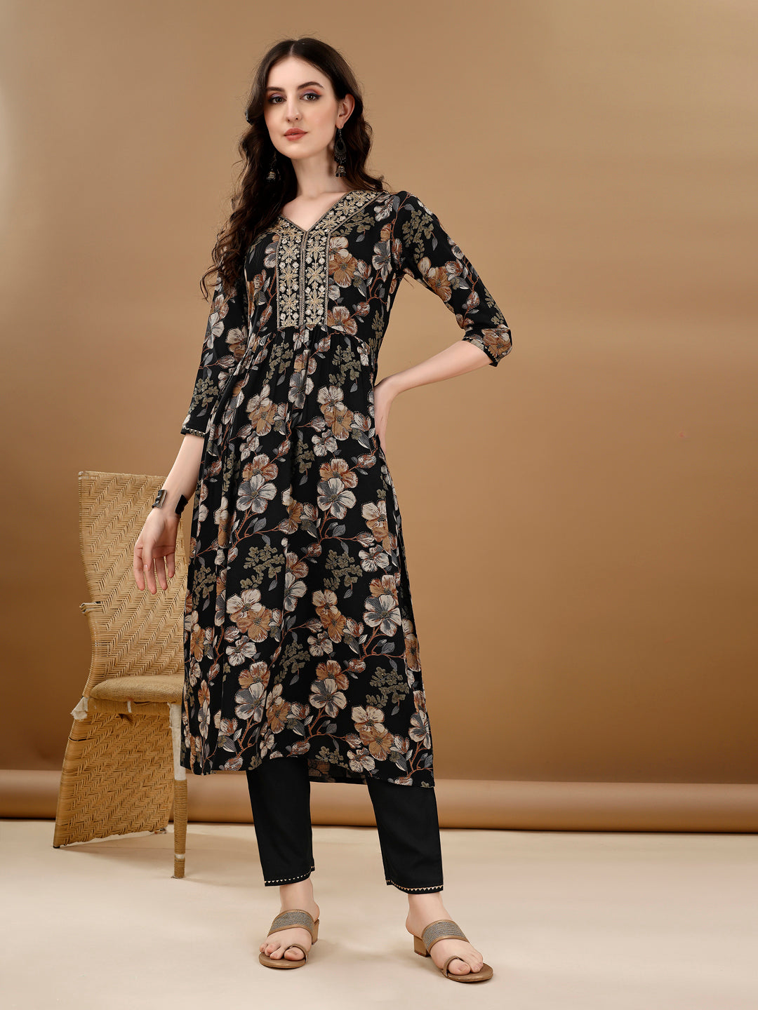 Alia Cut  Floral Printed & Embroidered kurta suit set