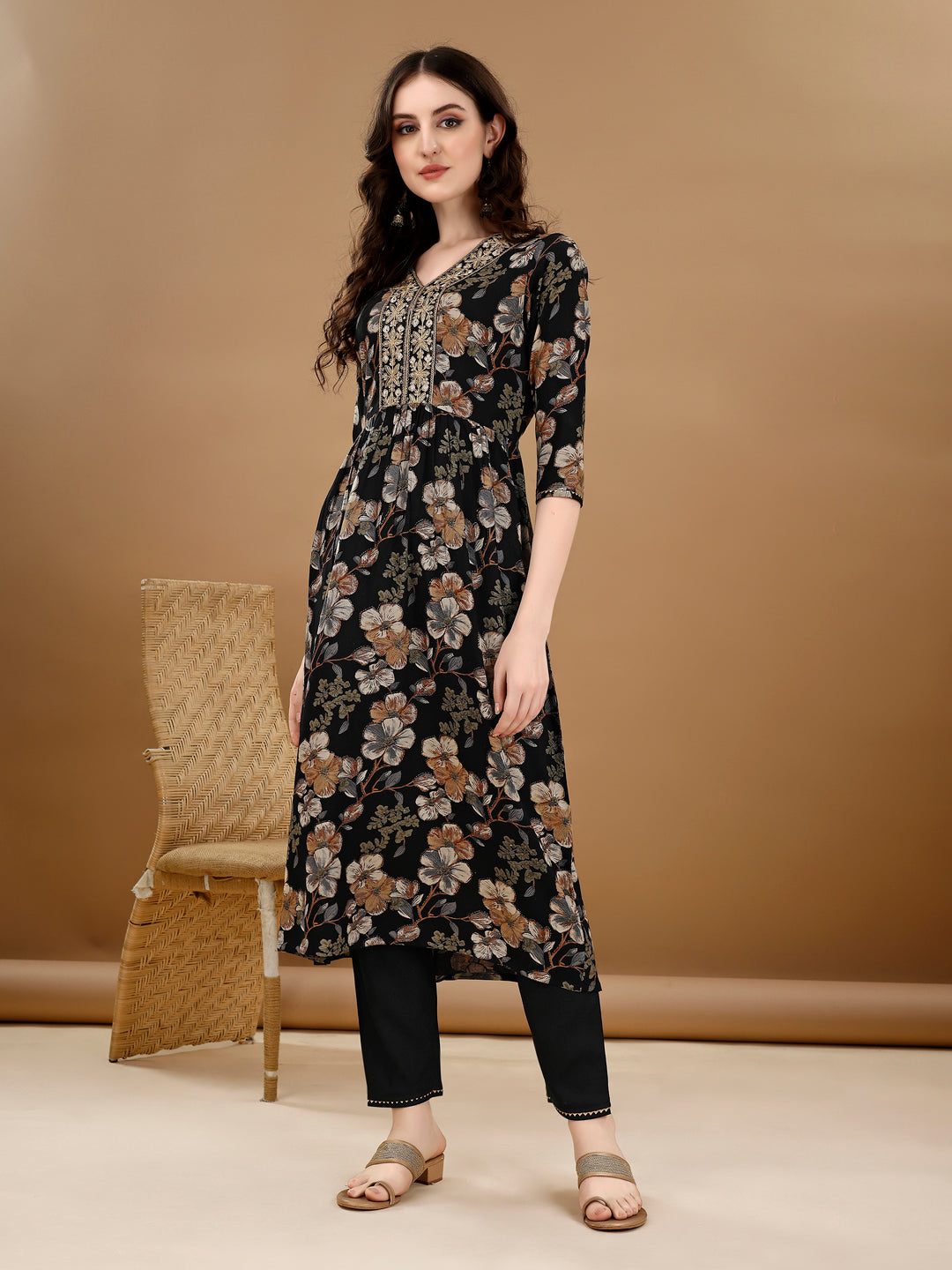 Alia Cut  Floral Printed & Embroidered kurta suit set