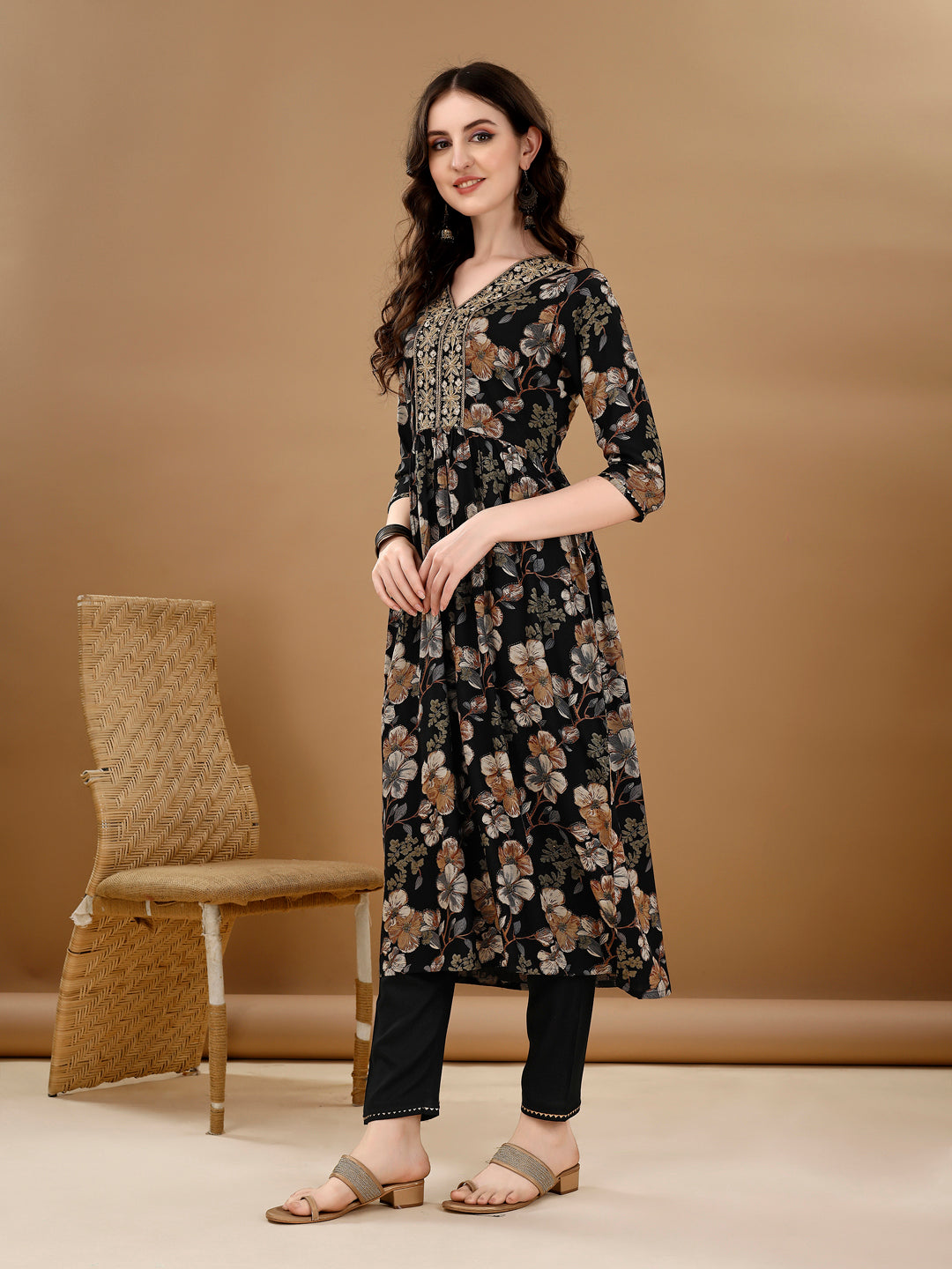 Alia Cut  Floral Printed & Embroidered kurta suit set