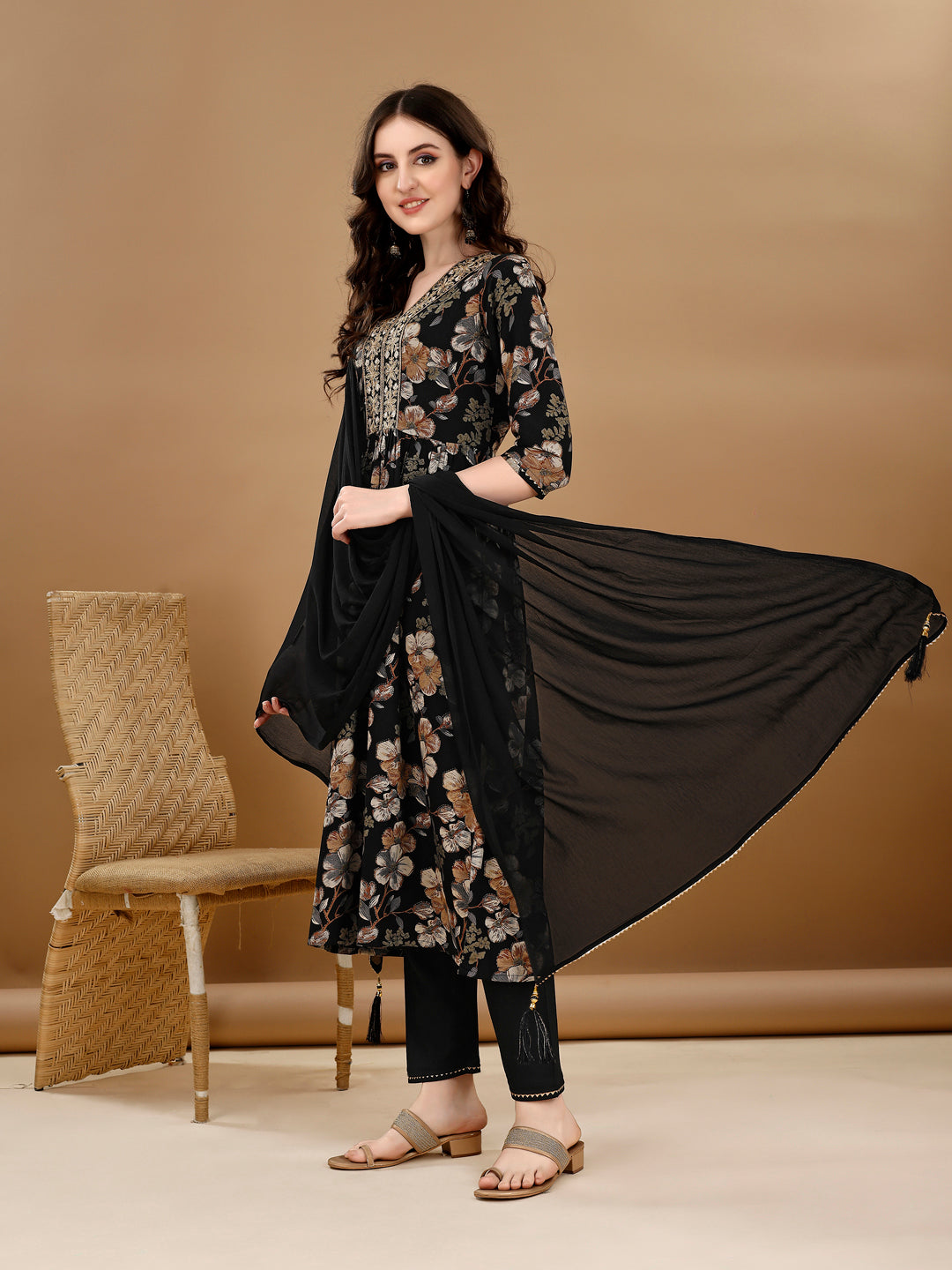 Alia Cut  Floral Printed & Embroidered kurta suit set