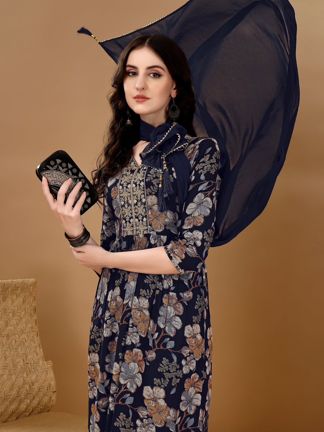 Alia Cut  Floral Printed & Embroidered kurta suit set