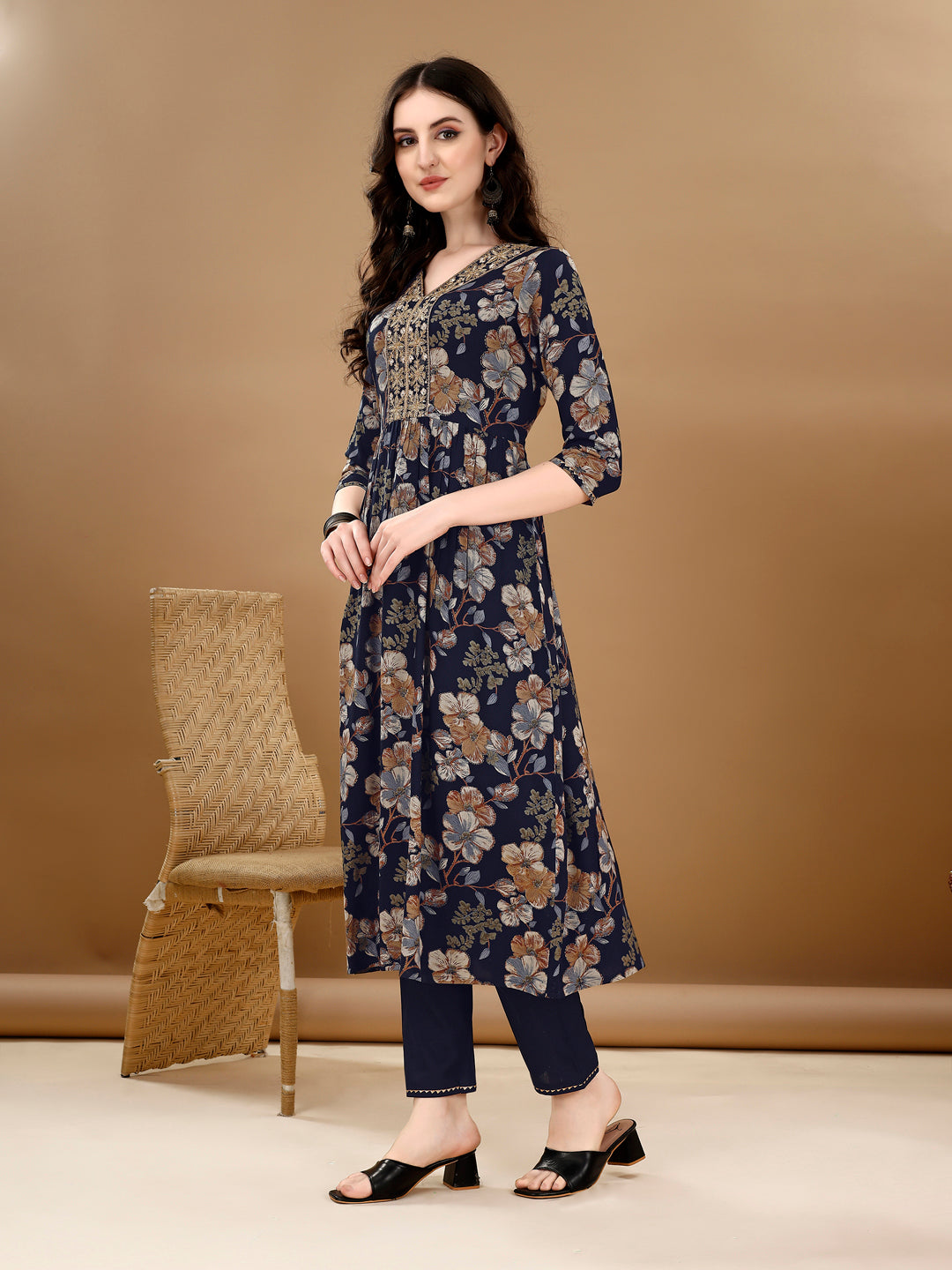 Alia Cut  Floral Printed & Embroidered kurta suit set