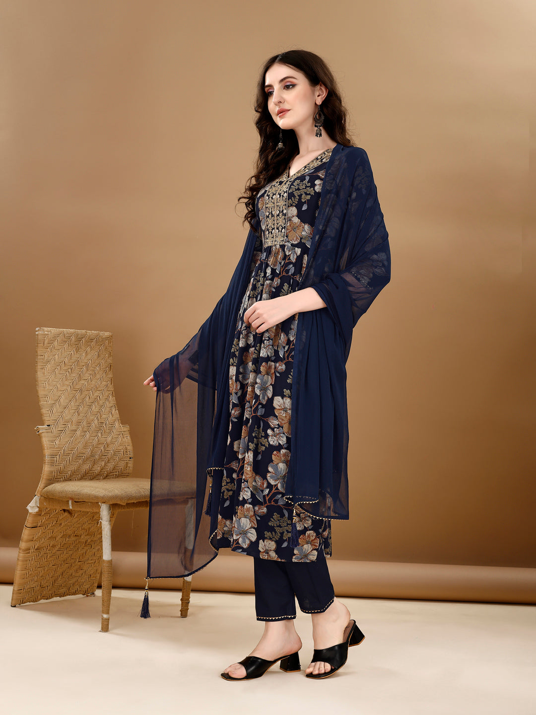 Alia Cut  Floral Printed & Embroidered kurta suit set