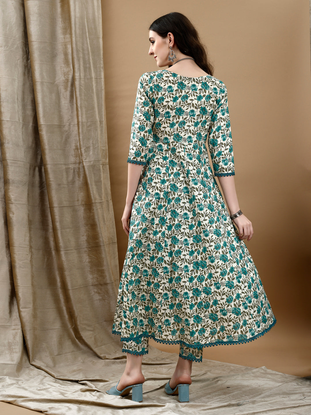 Floral Printed Anarkali Kurta with pant & dupatta luxury premium