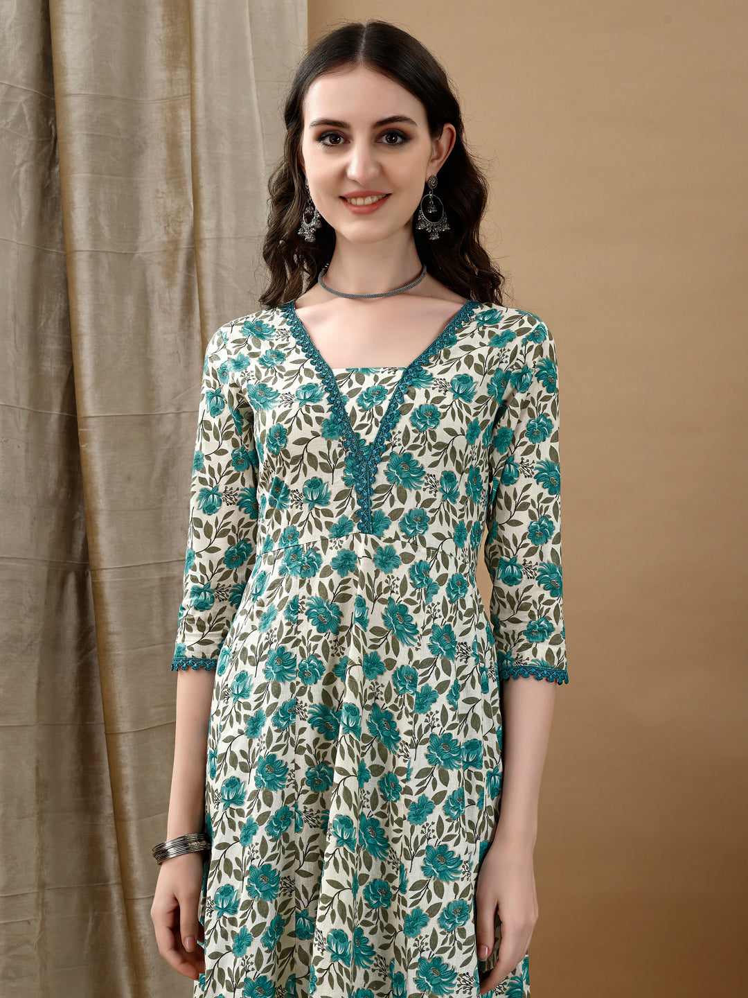 Floral Printed Anarkali Kurta with pant & dupatta luxury premium