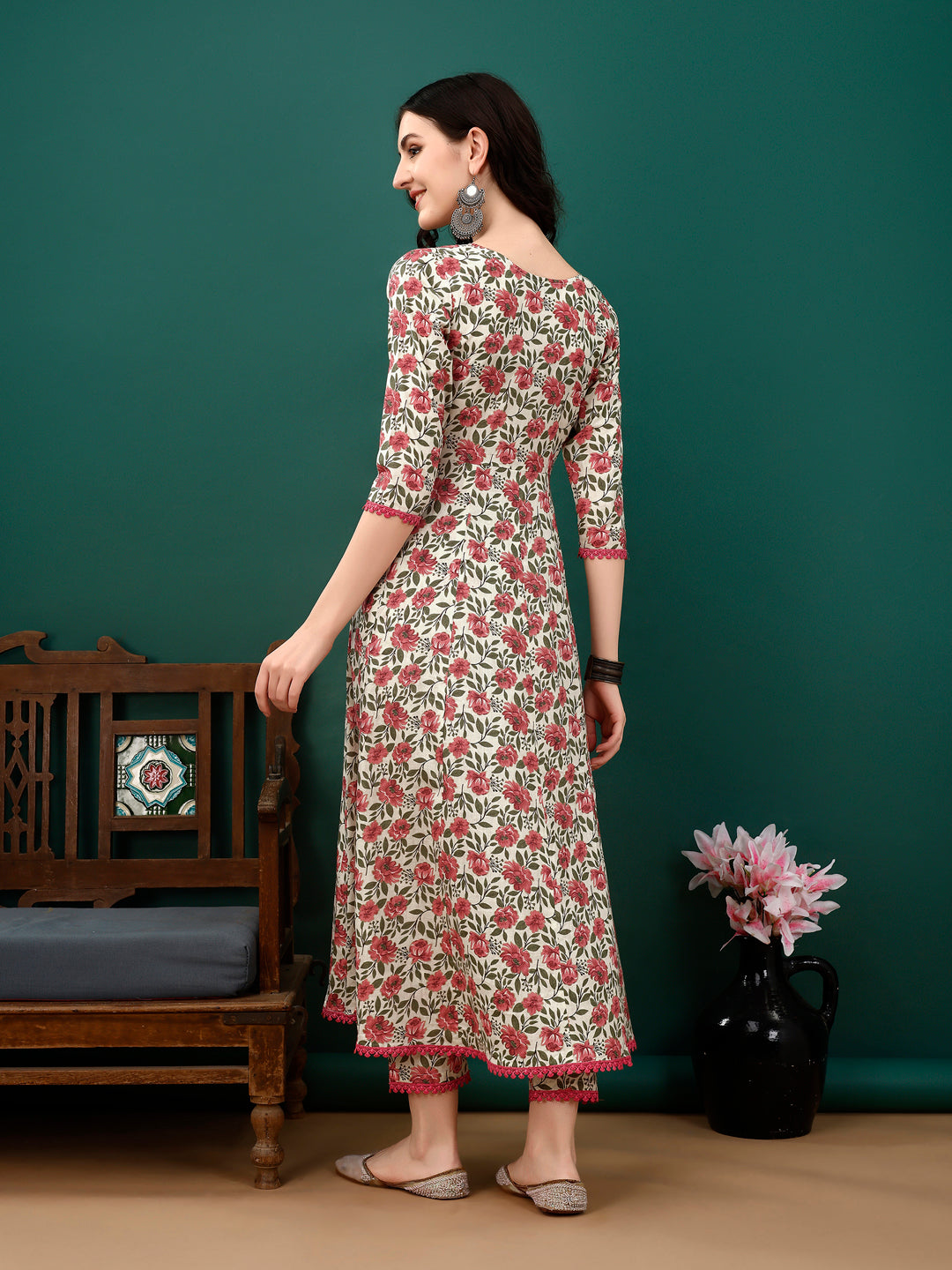 Floral Printed Anarkali Kurta with pant & dupatta luxury premium