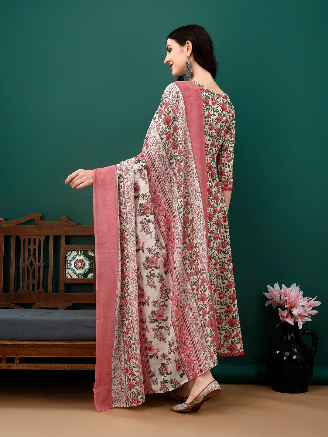 Floral Printed Anarkali Kurta with pant & dupatta luxury premium