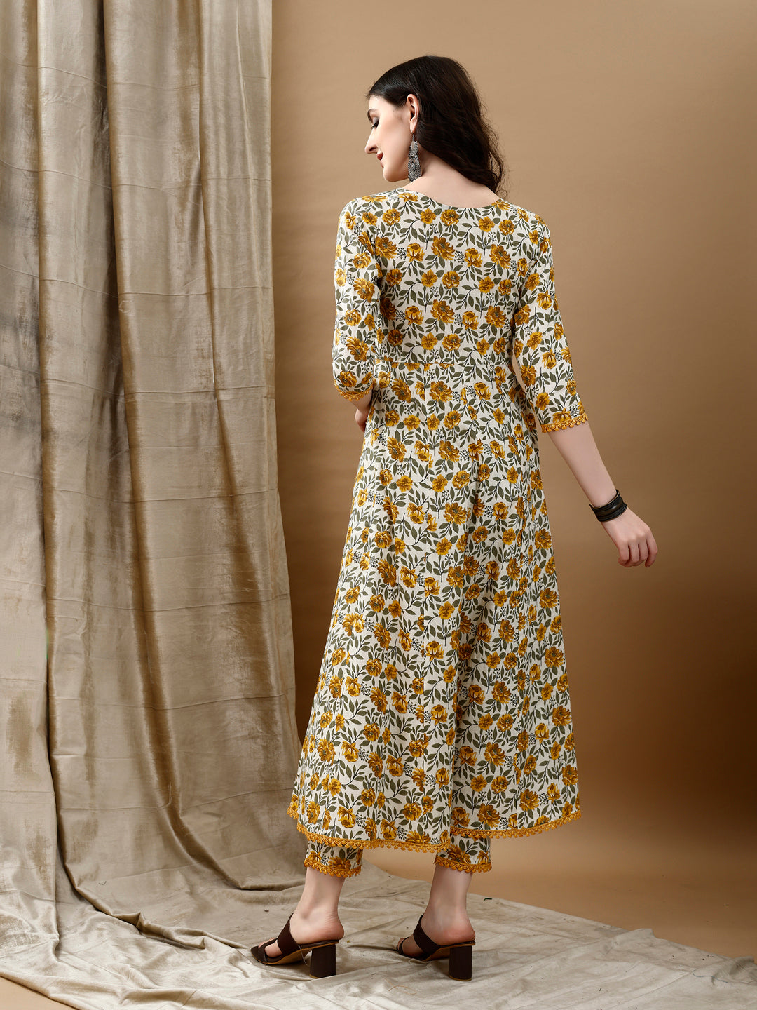 Floral Printed Anarkali Kurta with pant & dupatta luxury premium