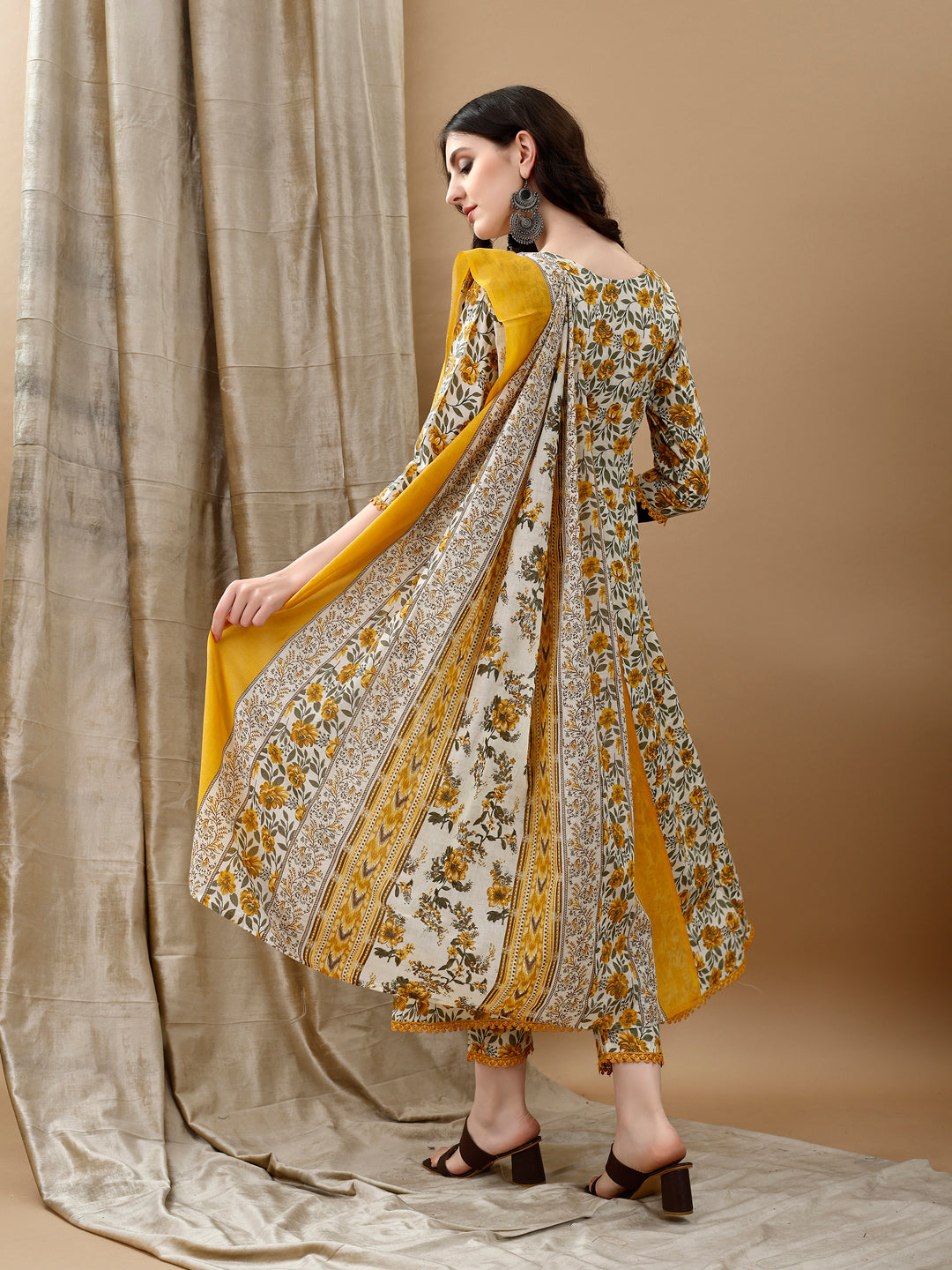 Floral Printed Anarkali Kurta with pant & dupatta luxury premium