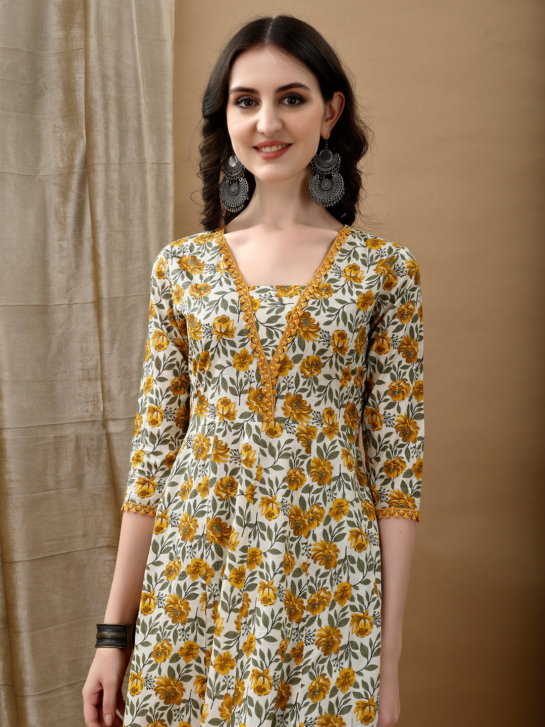 Floral Printed Anarkali Kurta with pant & dupatta luxury premium