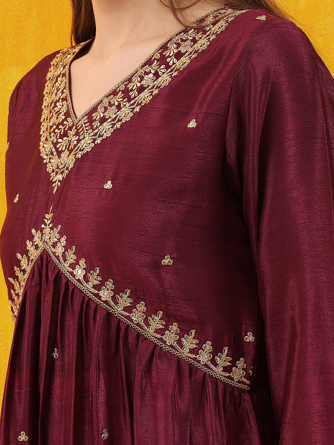 Alia Cut Embroidered Silk Blend Kurta with pant & Dupatta