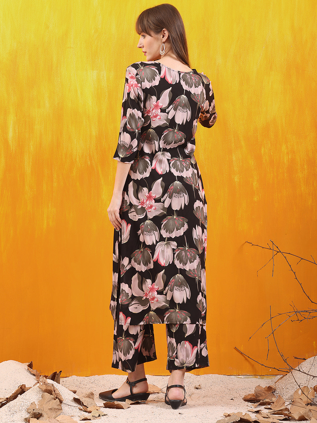 Floral Printed Front Slit Kurta with Palazzo pant