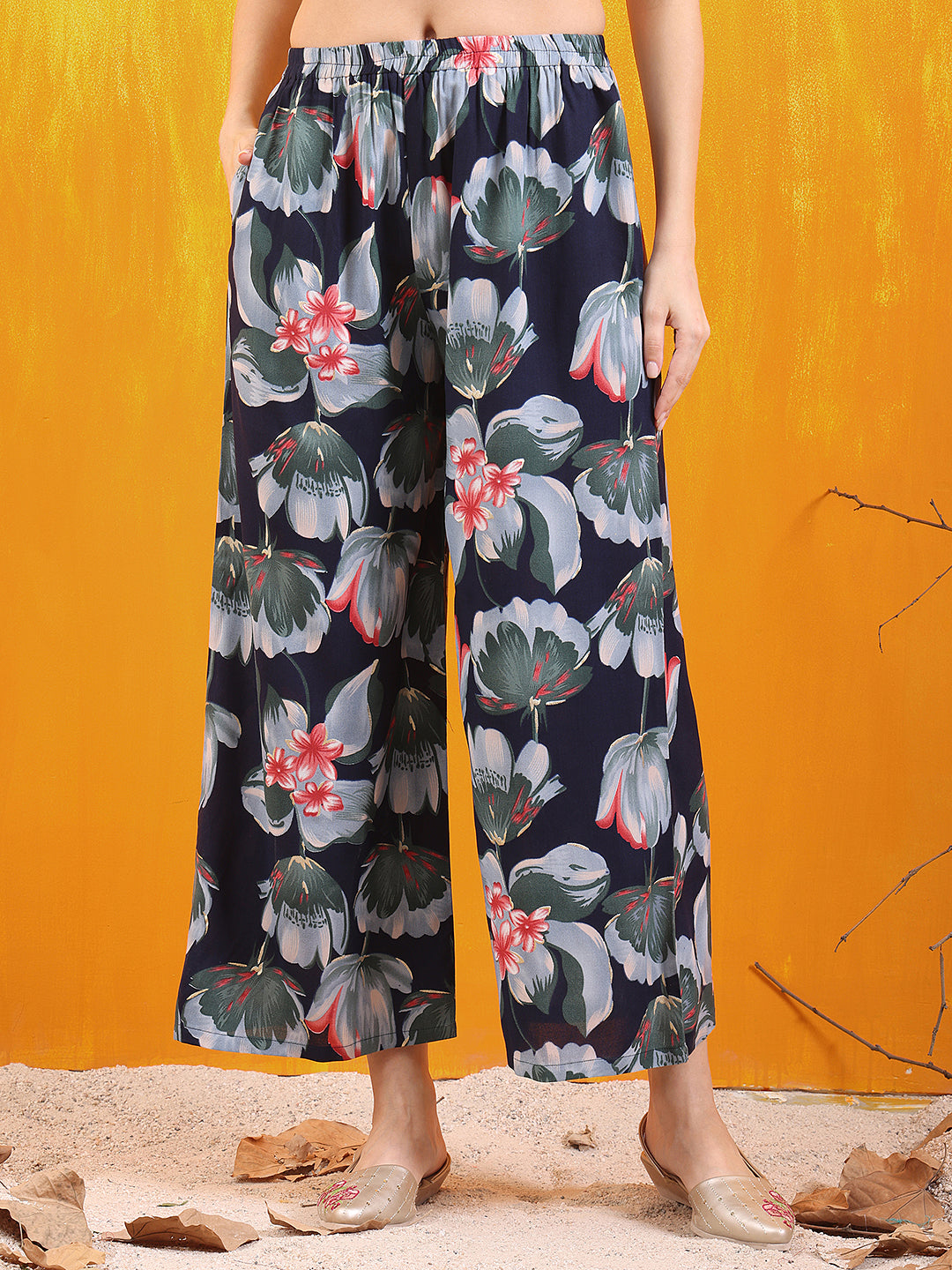 Floral Printed Front Slit Kurta with Palazzo pant