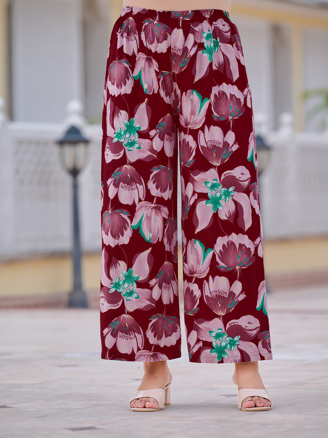 Floral Printed Front Slit Kurta with Palazzo pant