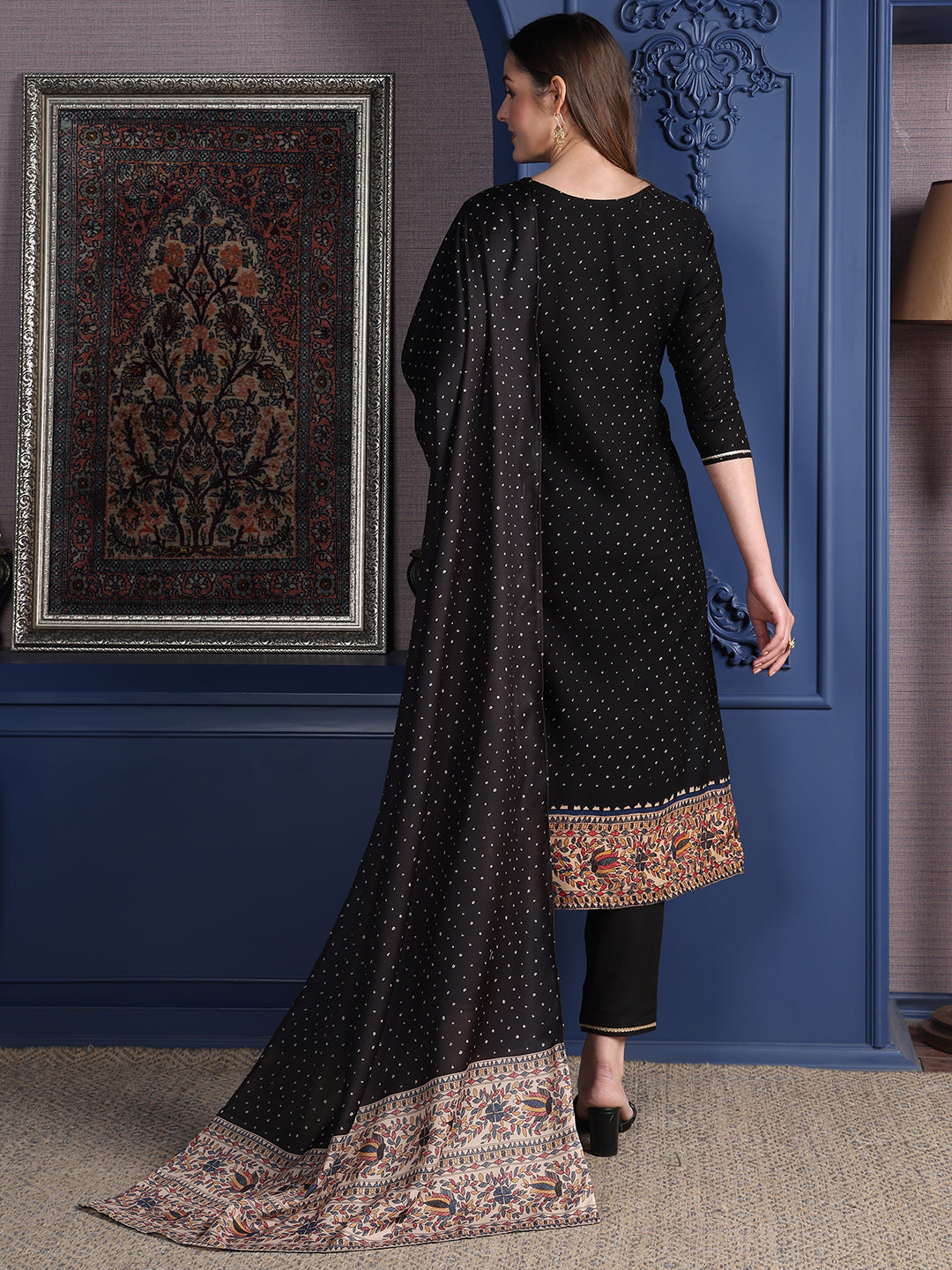 Hand Embroidered & printed kurta with pant & Dupatta