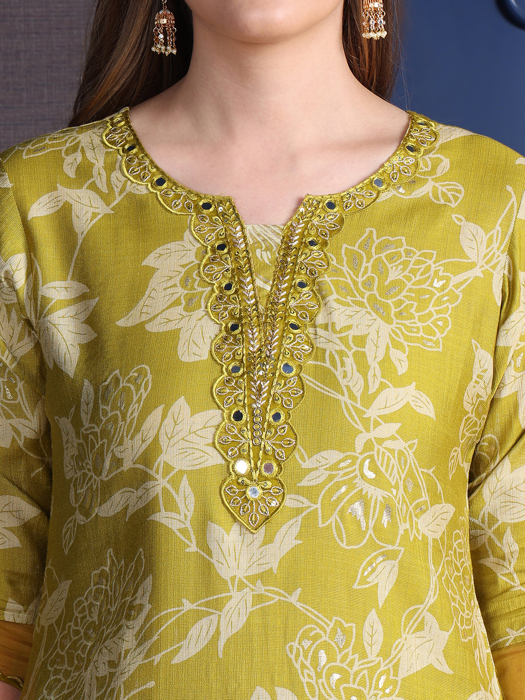 Embroidered & Printed kurta with Palazzo & Dupatta