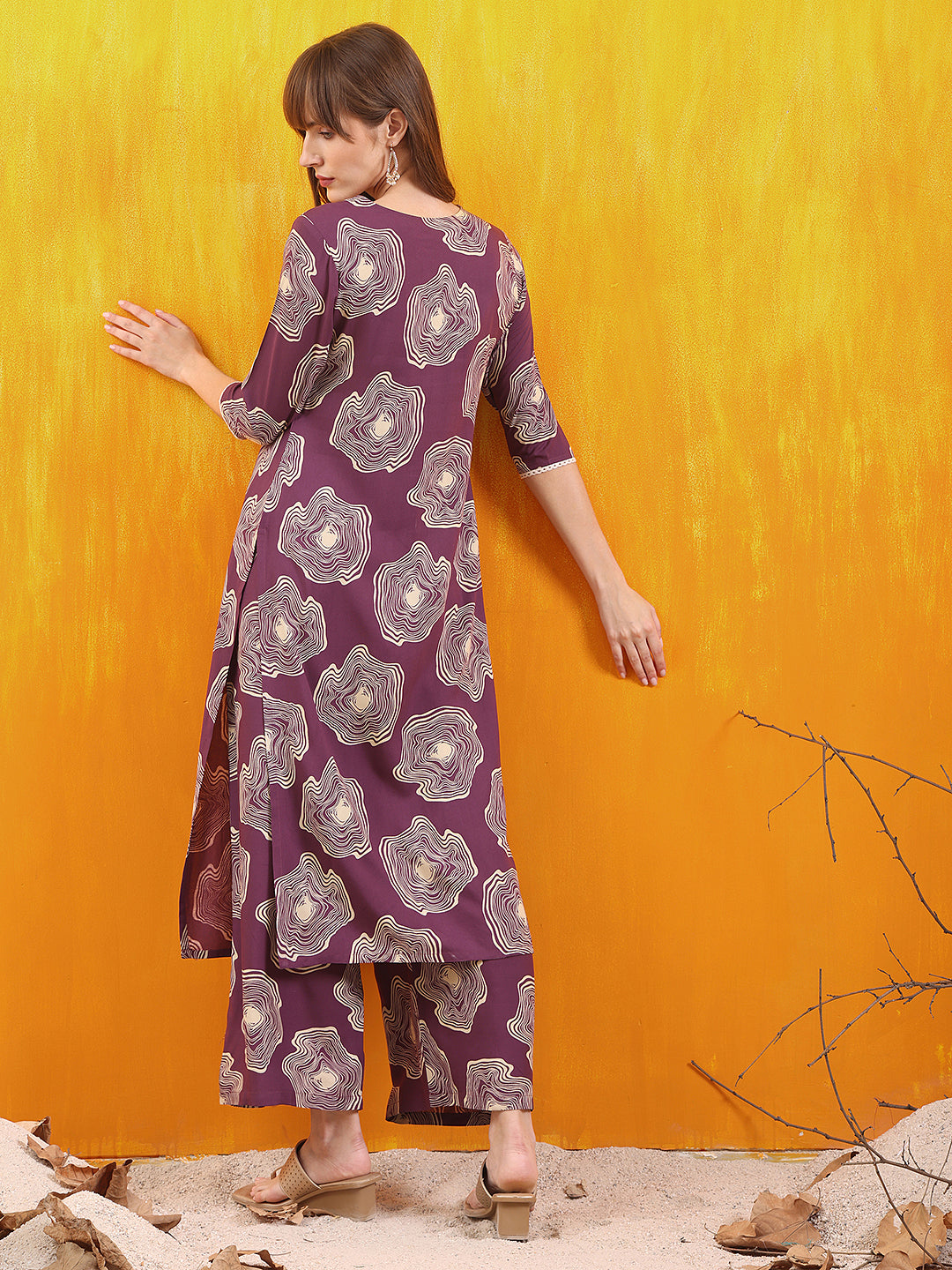 Embroidered & Floral Printed Kurta with Palazzo Co-ords Set