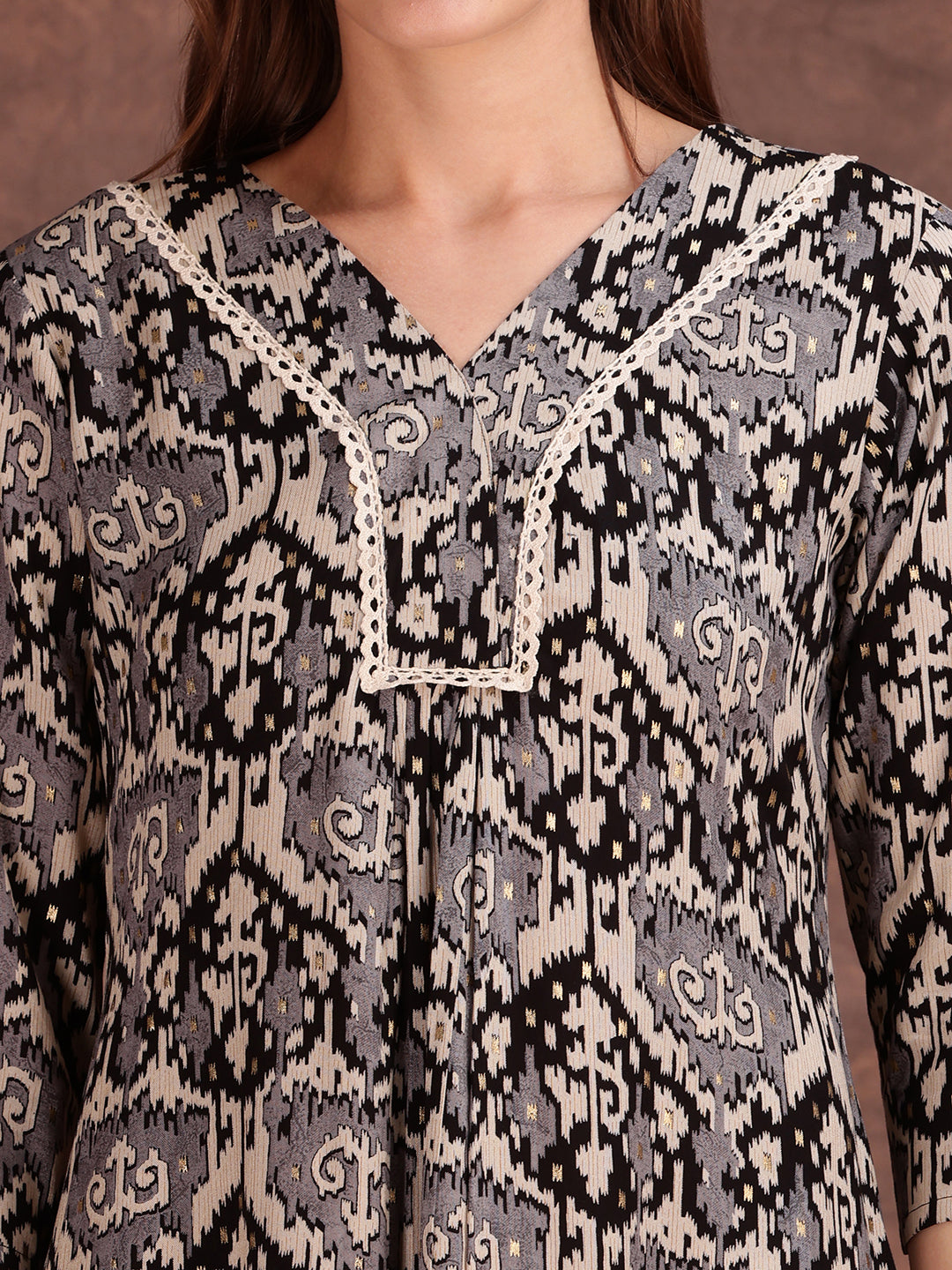 Ethnic Motifs Printed Lace detailing Kurta and palazzo