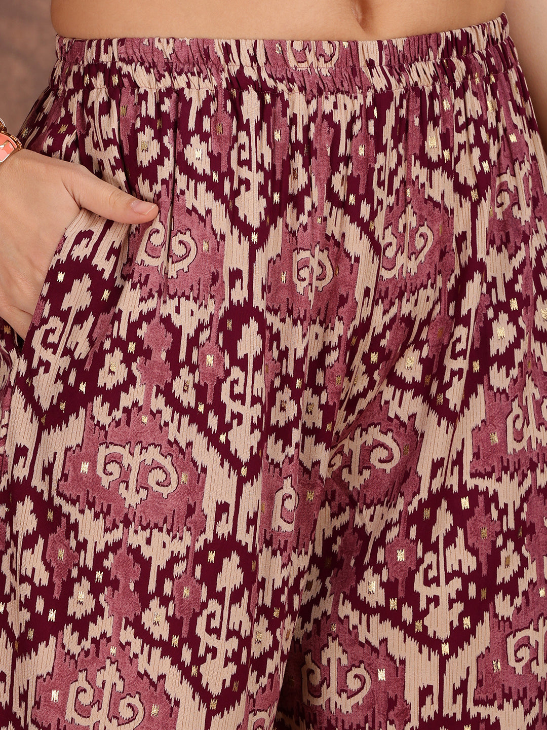 Ethnic Motifs Printed Lace detailing Kurta and palazzo