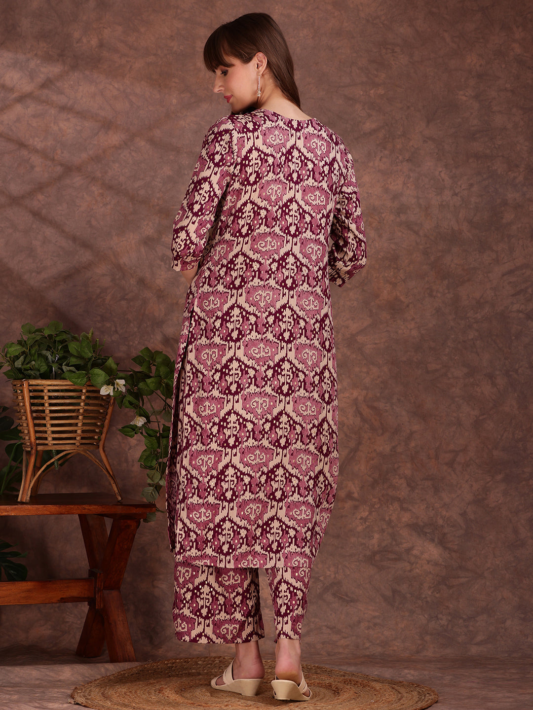 Ethnic Motifs Printed Lace detailing Kurta and palazzo