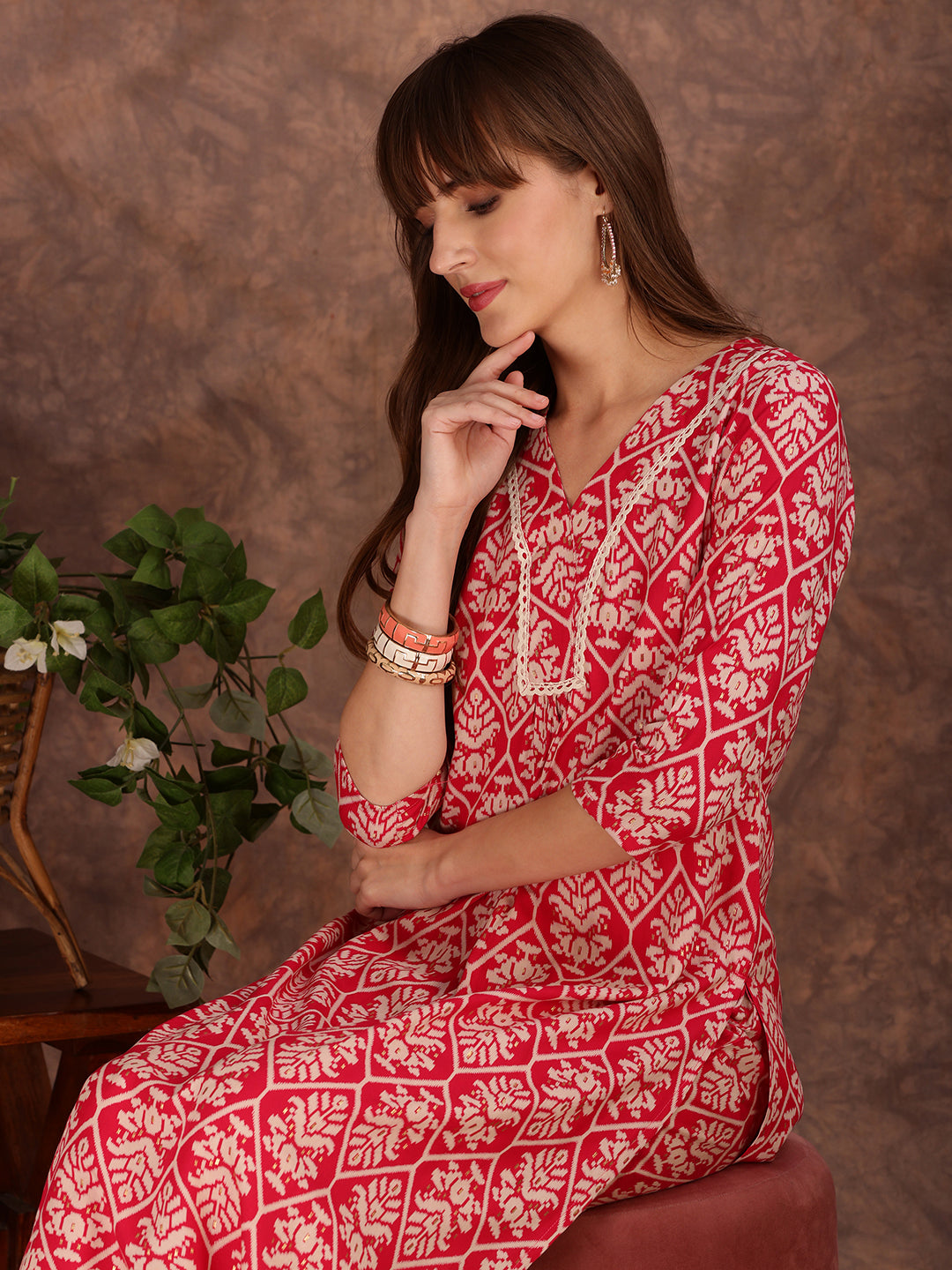 Ethnic Motifs Printed Lace detailing Kurta and Palazzo